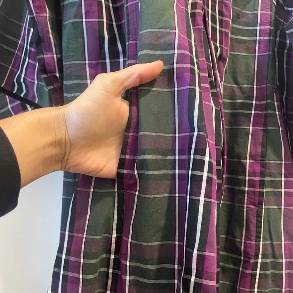 Tuckernuck Aubergine Tartan Indre Dress Womens Purple Tunic Velvet Trim Sz XS - Picture 8 of 13